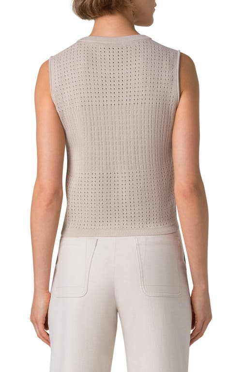 Shop Akris Silk & Cotton Pointelle Stitch Sweater Tank In Greige