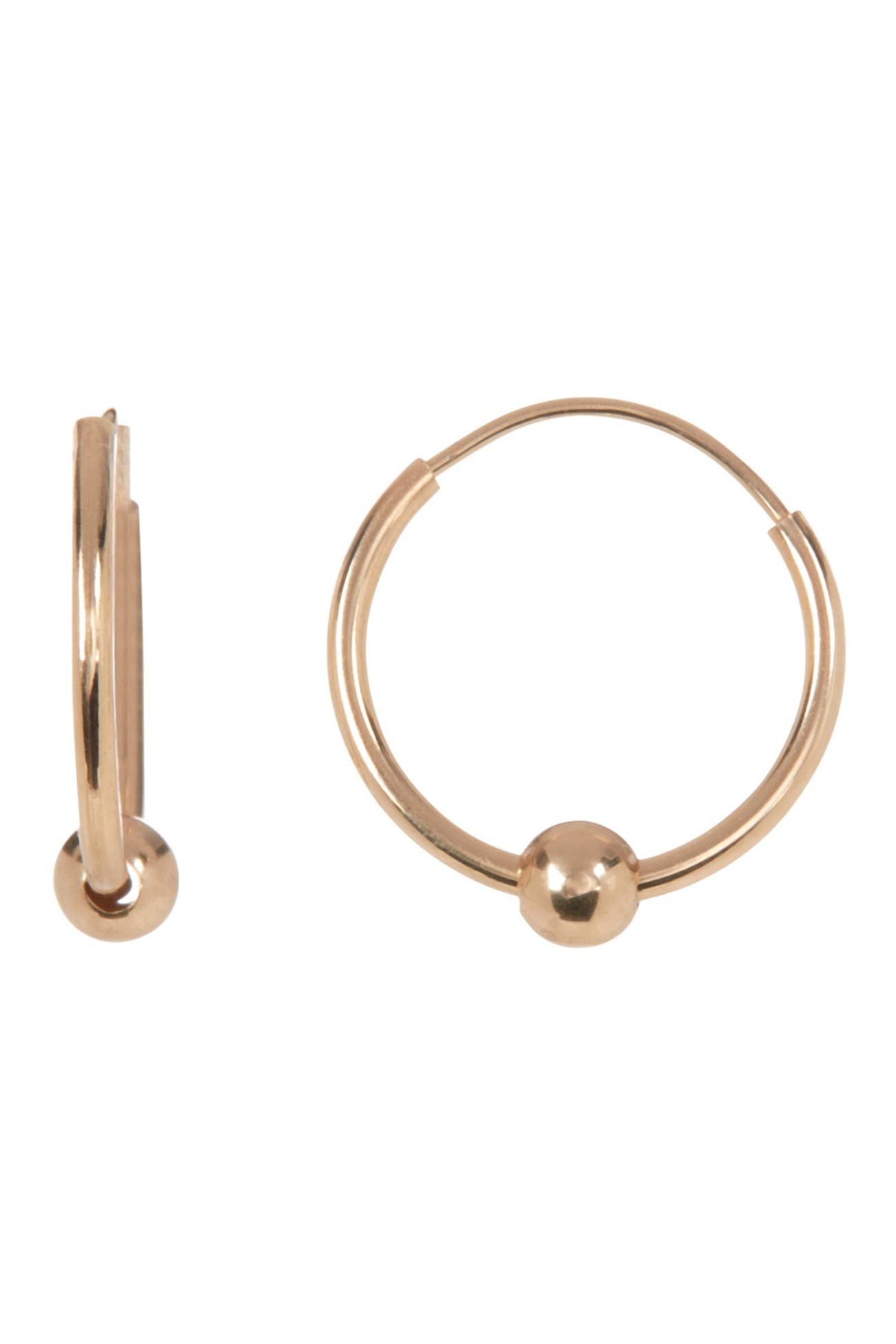 Candela 14K Gold Polished 12mm Beaded Endless Hoop Earrings