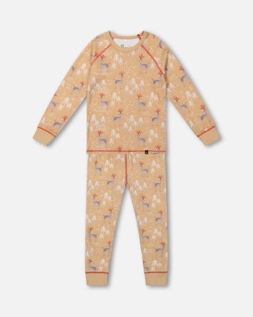 Shop Deux Par Deux Baby Unisex Organic Cotton Kid Two Piece Family Christmas Pajama Set In Printed Christmas Deer