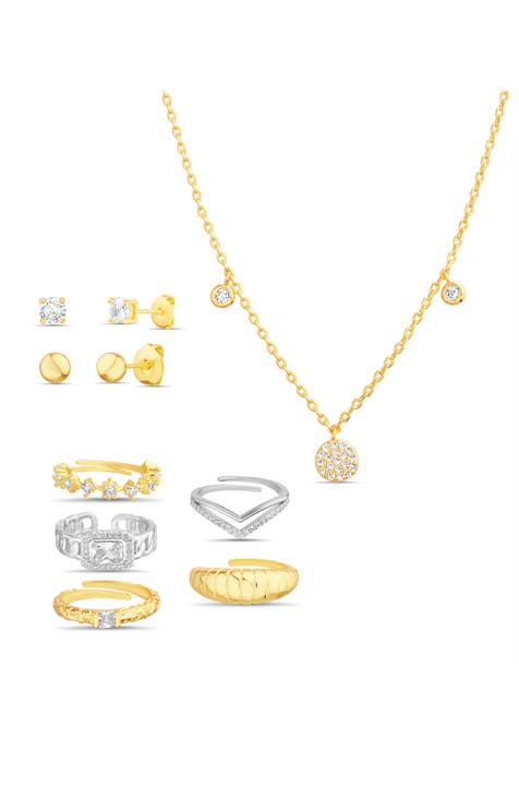8-Piece Set of Earrings, Rings & Necklace