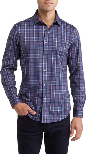 Bugatchi Plaid Long Sleeve Stretch Cotton Button-Up Shirt | Nordstromrack
