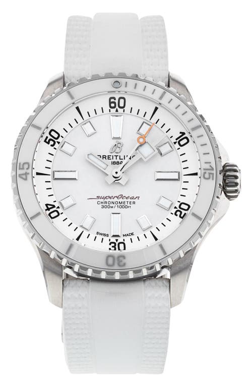 Watchfinder & Co. Breitling Preowned Superocean Automatic Rubber Strap Watch, 36mm in White at Nordstrom