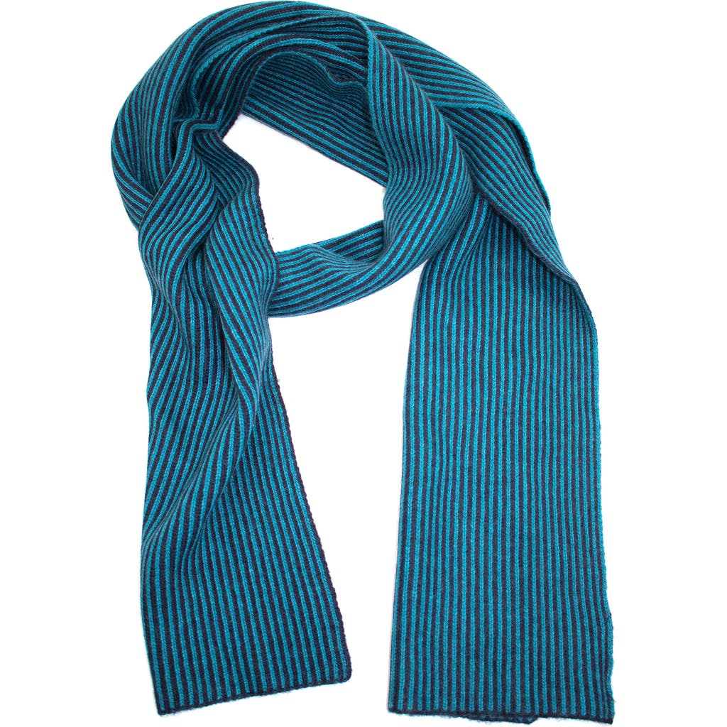 Portolano Stripe Knit Scarf In Navy/teal