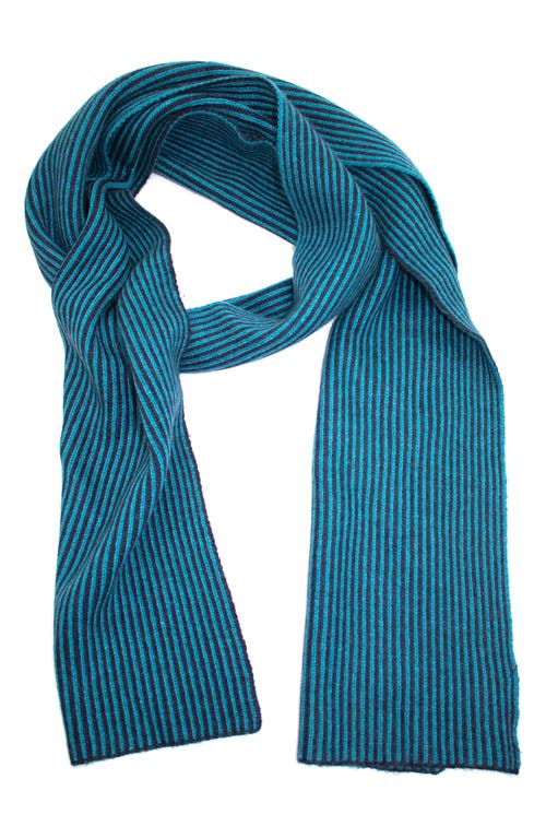 Portolano Stripe Knit Scarf In Navy/teal
