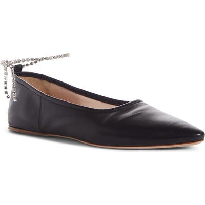 Miu Miu Crystal Anklet Flat - Black