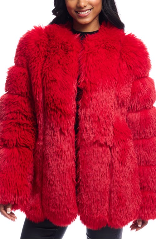 Shop Donna Salyers Fabulous-furs Donna Salyers Fabulous Furs Avante Faux Fur Coat In Cherry