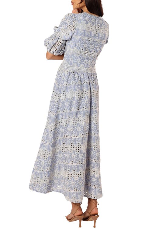 Petal And Pup Petal & Pup Tani Eyelet Puff Sleeve Cotton Blend Maxi Dress In Gray