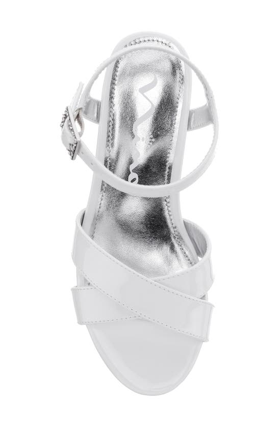 Shop Nina Kids' Valentin Ankle Strap Sandal In White Patent/ Glitter