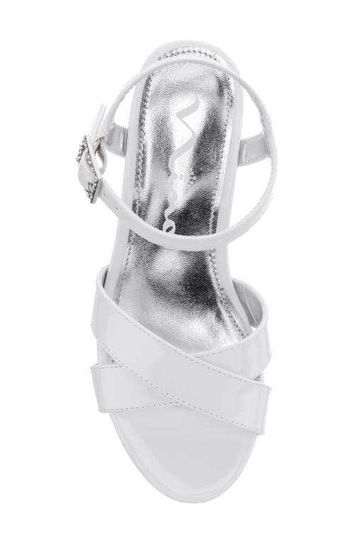 Shop Nina Kids' Valentin Ankle Strap Sandal In White Patent/glitter