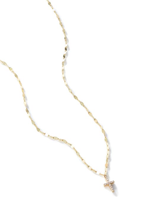 Flawless Mini Diamond Cross Pendant Necklace