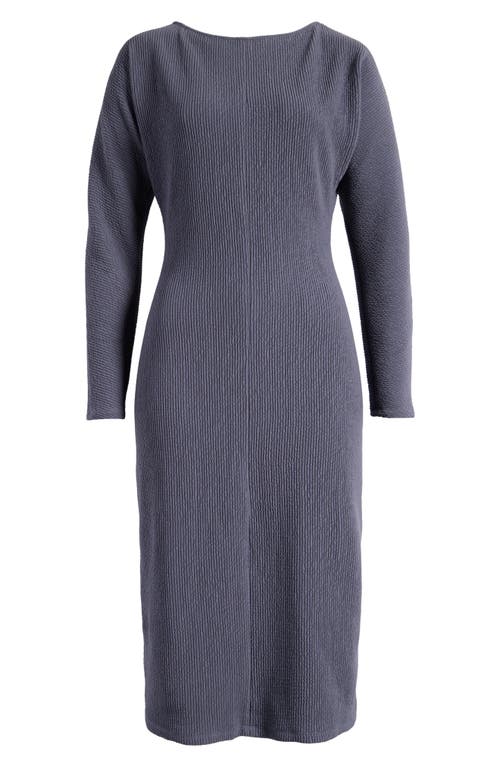 Shop Luxely Long Sleeve Boat Neck Dress In Charcoal