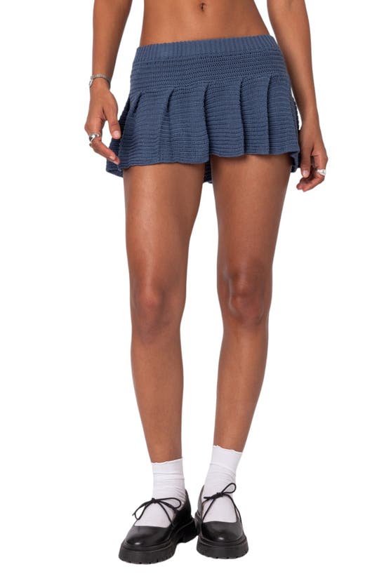 Shop Edikted Kiera Pleat Sweater Miniskirt In Navy