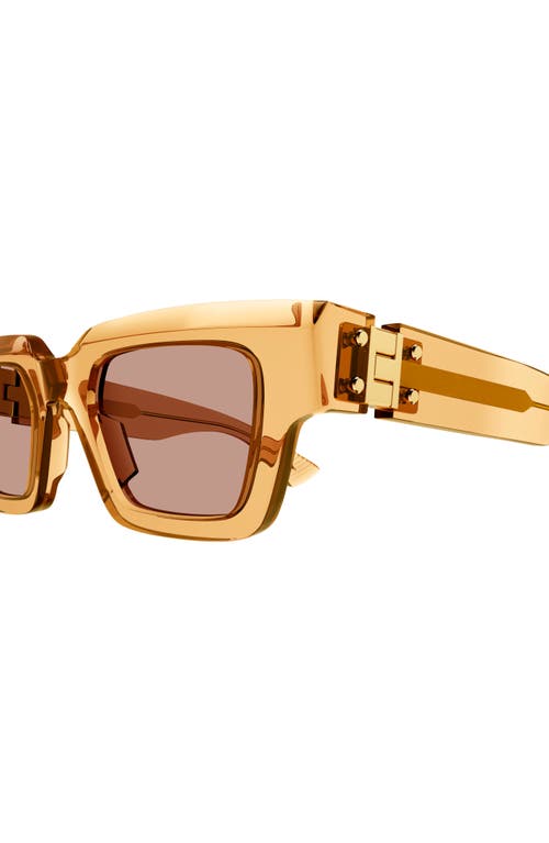 Shop Bottega Veneta 49mm Rectangular Sunglasses In Orange