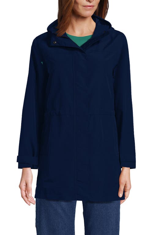 Shop Lands' End Squall Hooded Waterproof Raincoat In Deep Sea Navy