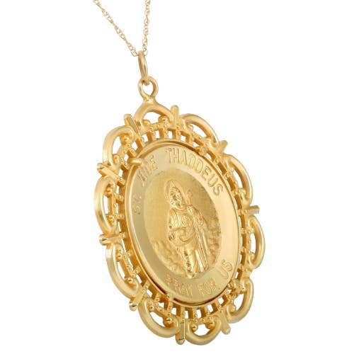 Bliss Diamond 14k Gold St. Jude Thaddeus Medal Pendant 1.5" Tall 7.5 Grams In Yellow Gold