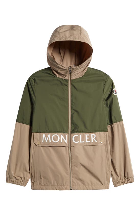 Moncler Joly Logo Nylon Rainwear Jacket In Beetle