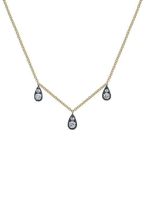 3 Drop Reconceived Diamond Cushion Necklace in Ss 18Kyg
