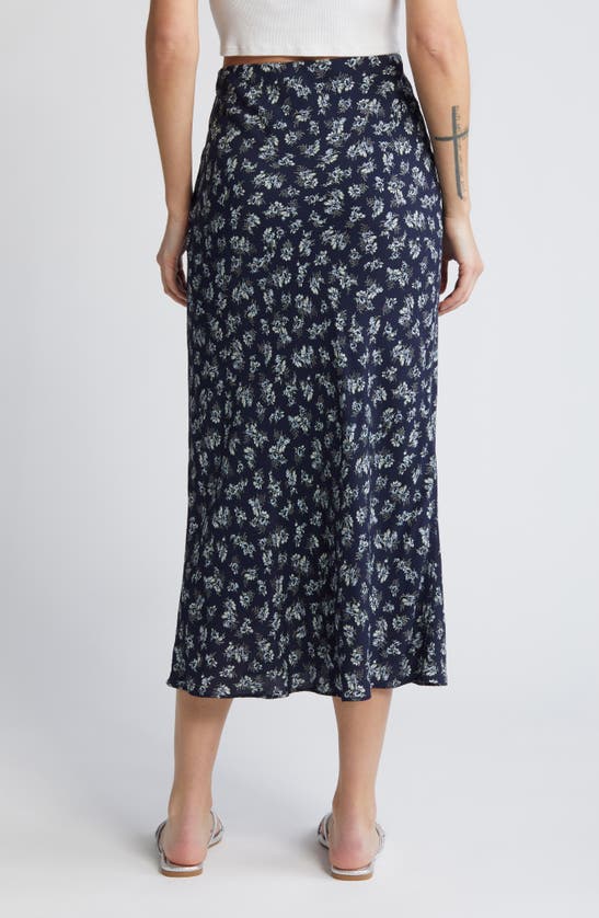 Shop Treasure & Bond Bias Cut Midi Skirt In Navy- Beige Lillith Floral