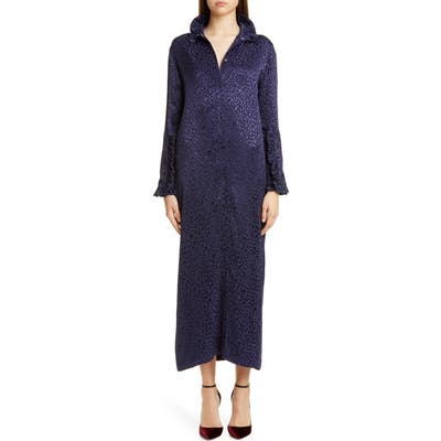 Roseanna Long Sleeve Spot Jacquard Maxi Dress, 4 FR - Blue