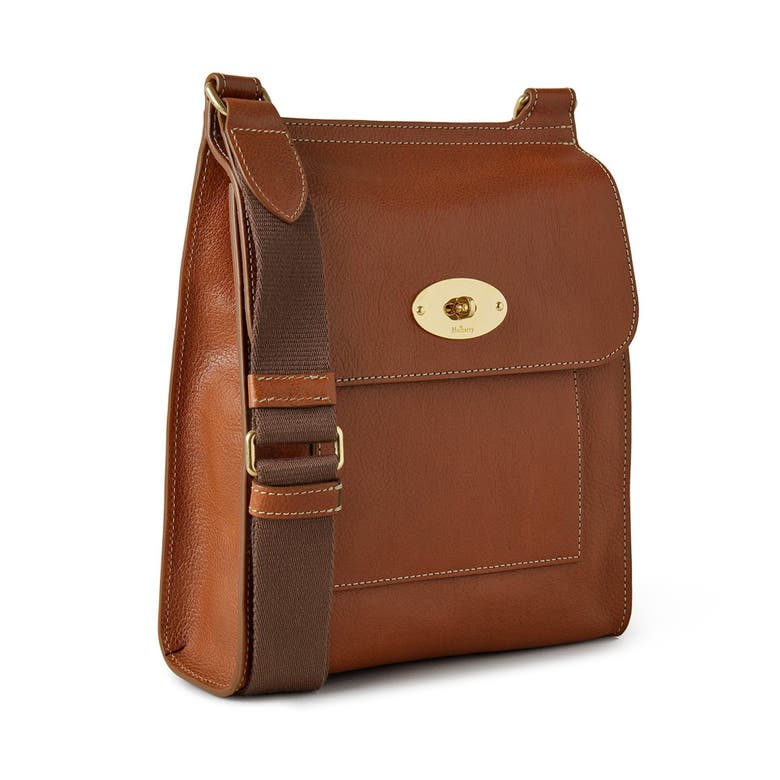 Shop Mulberry Antony Leather Stitched Crossbody Bag In Oak