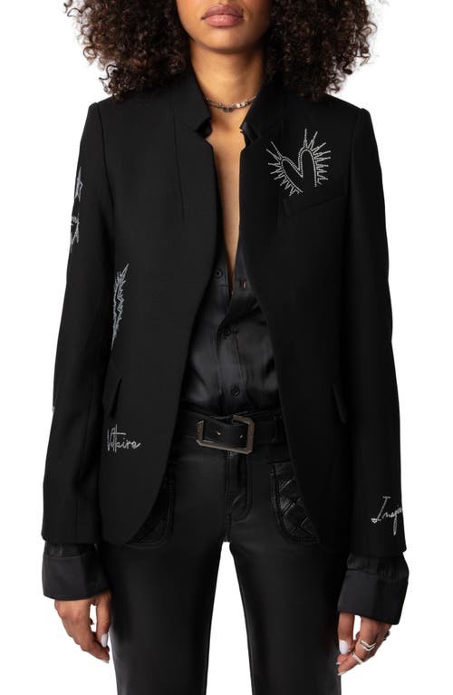 Shop Zadig & Voltaire Very Strass Rhinestone Blazer In Noir