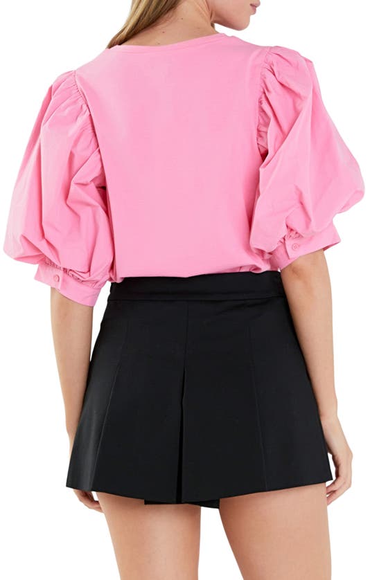 English Factory Mix Media Cotton Top In Pink
