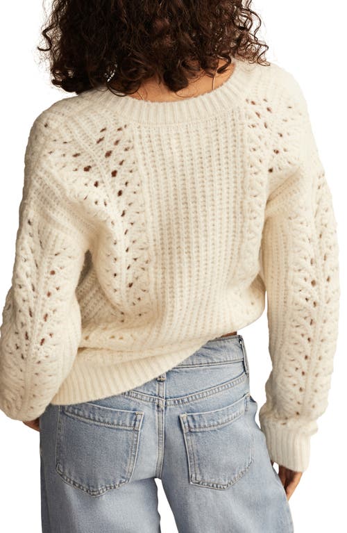 Shop Lucky Brand Pointelle V-neck Sweater In Tofu