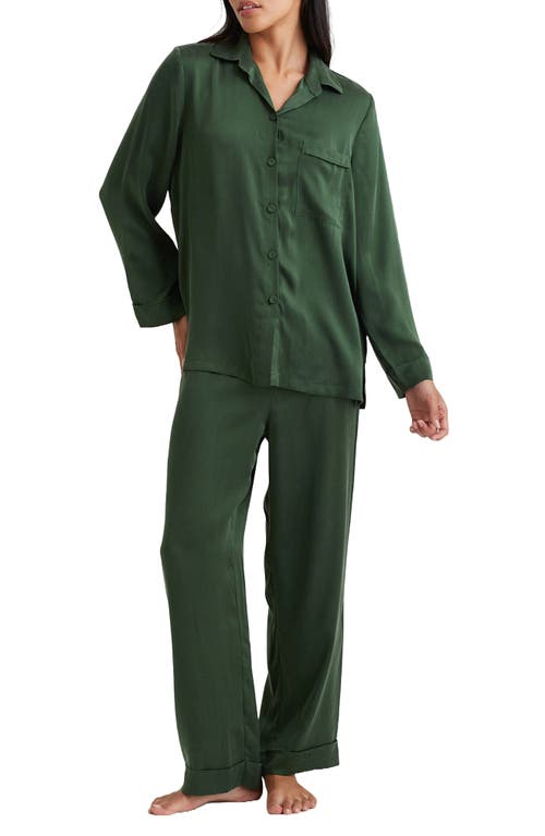 Shop Papinelle Audrey Mulberry Silk Pajamas In Forest Green