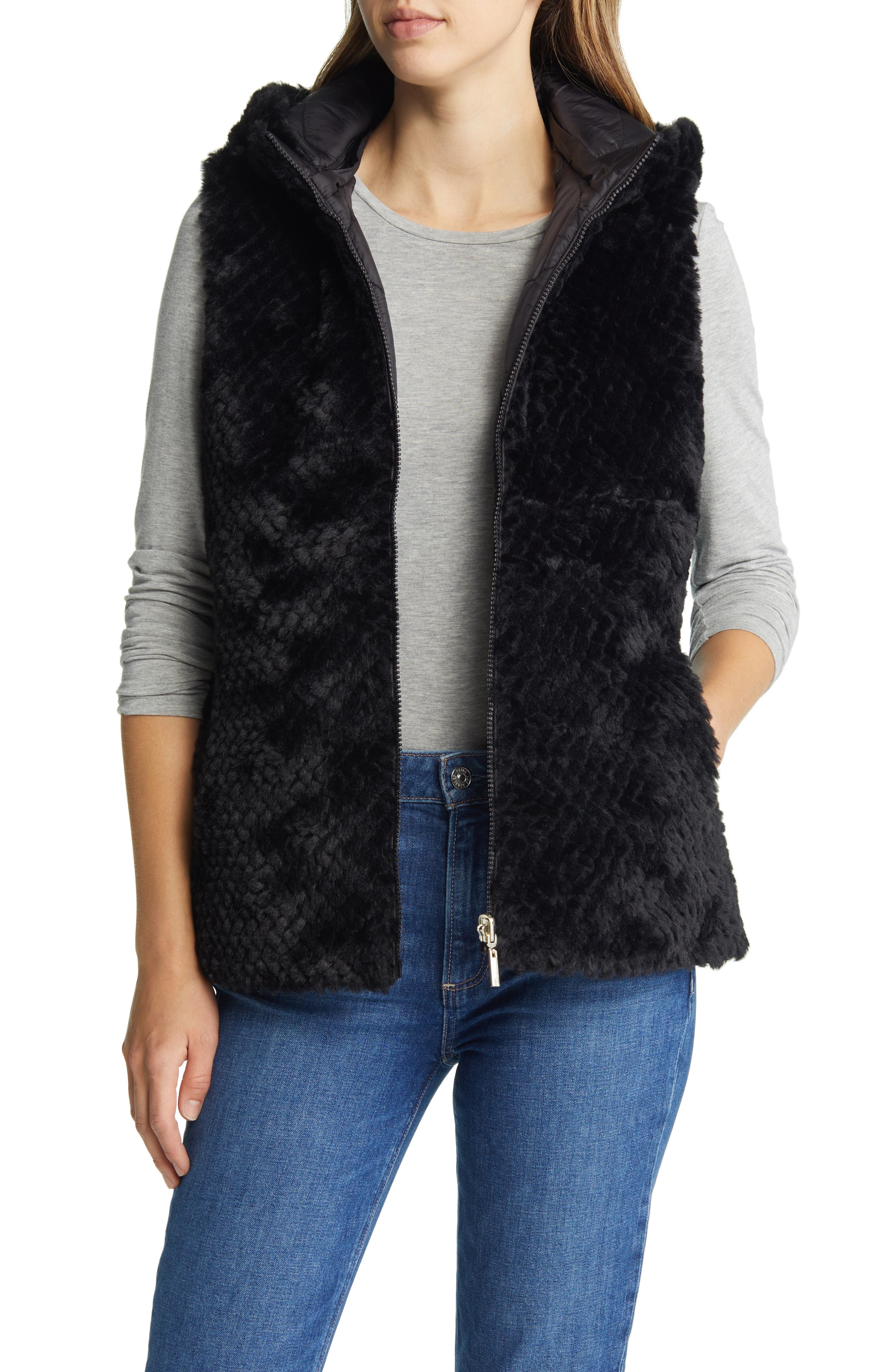 Gallery Reversible Water Resistant Vest with Removable Hood Nordstrom