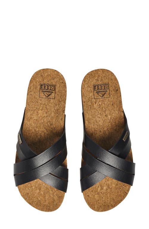 Reef Cushion Bloom Hi Slide Sandal In Black/tan