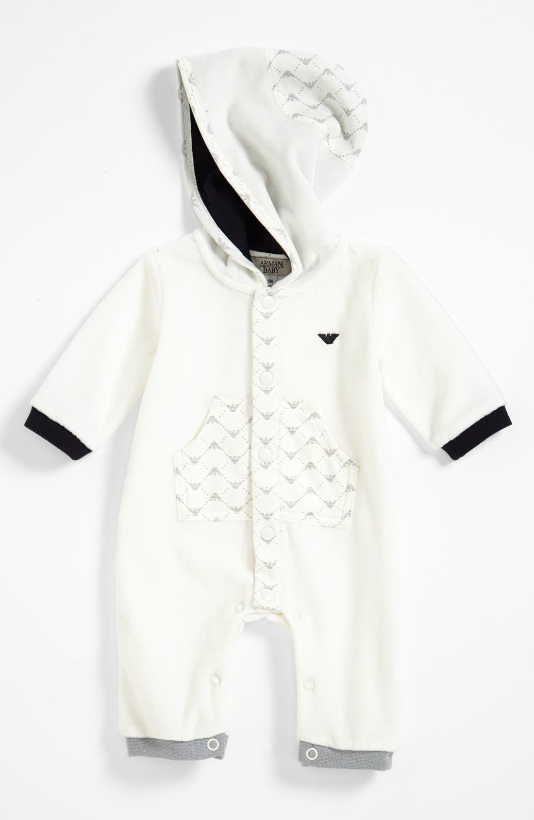 Armani Junior Hooded Romper (Baby Boys) Nordstrom