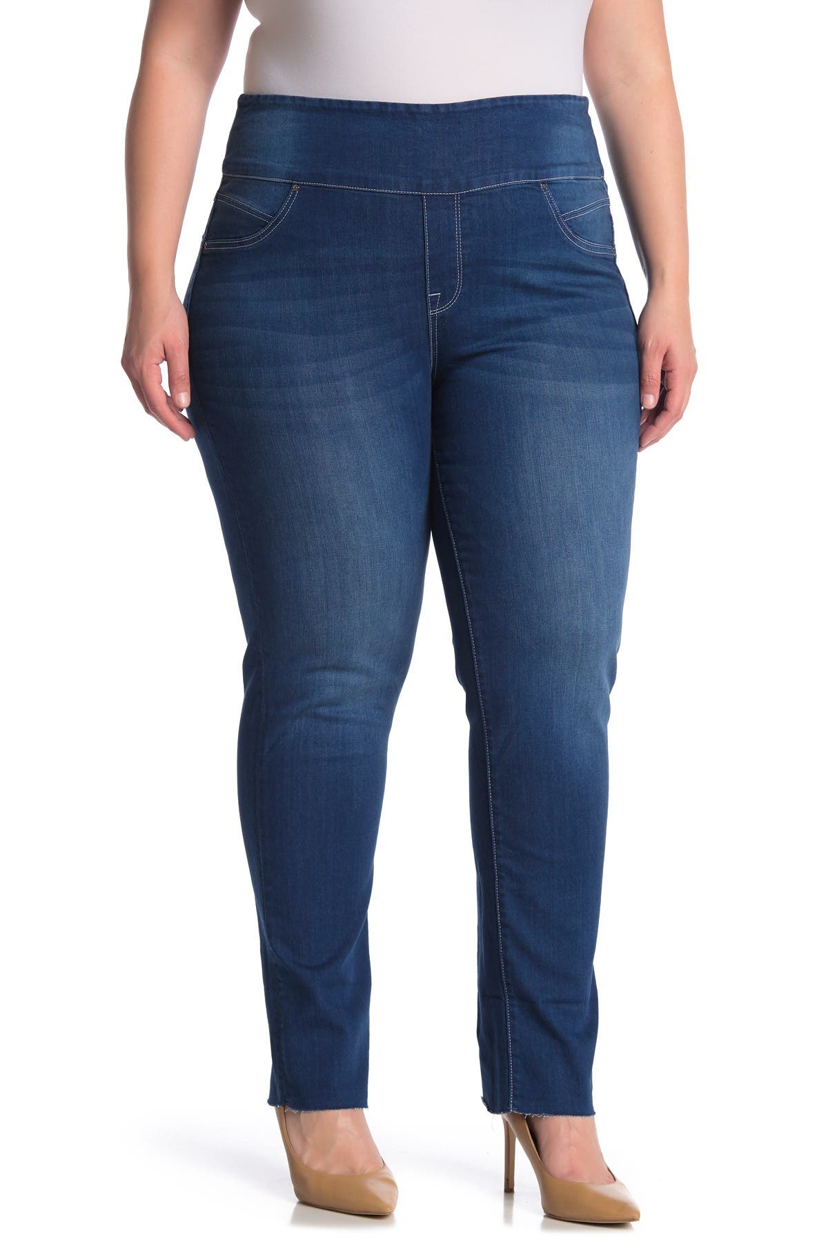 high waisted slim straight jeans