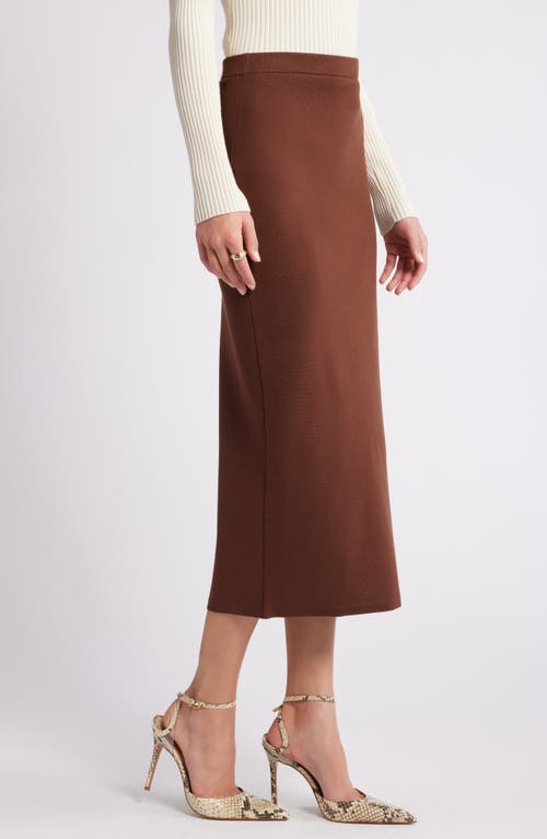 Open Edit Luxe Sculpt Maxi Skirt In Brown Soil