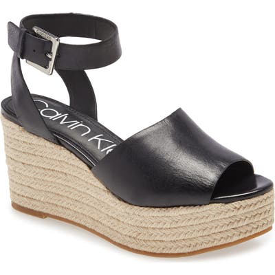Calvin Klein Chyna Espadrille Wedge Sandal- Black