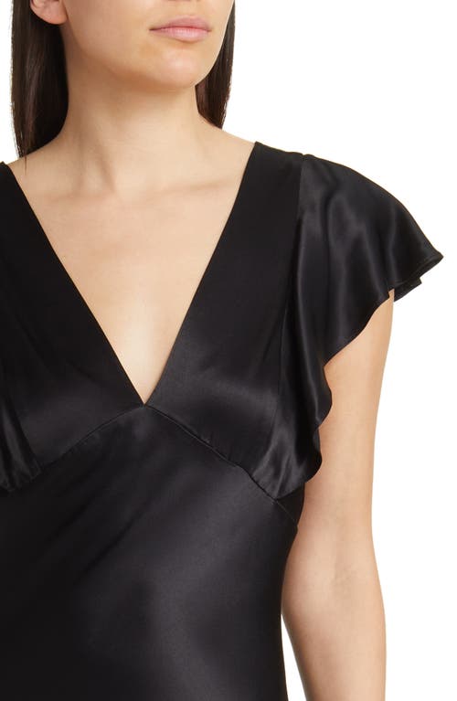 Rails Dina Short Sleeve Satin Midi Dress In Black