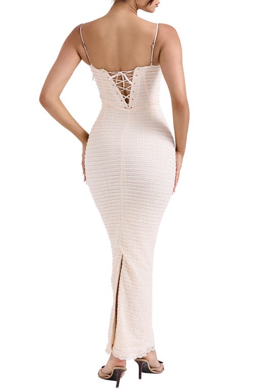 House Of Cb Elinor Lace Body-con Midi Cocktail Dress In Ecru
