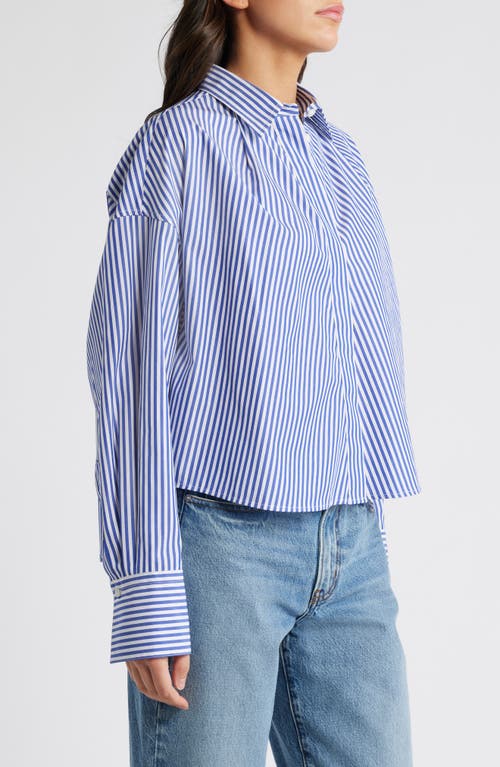 Rag & Bone Martha Stripe Cotton Button-up Shirt In Blue Stripe