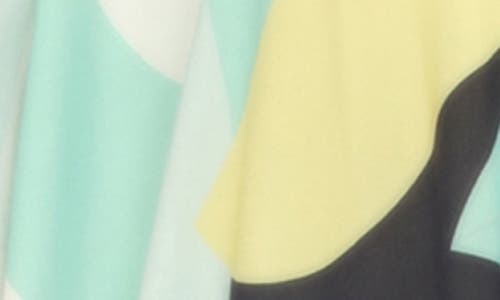 Boho Me Abstract Print Ruana In Aqua/yellow