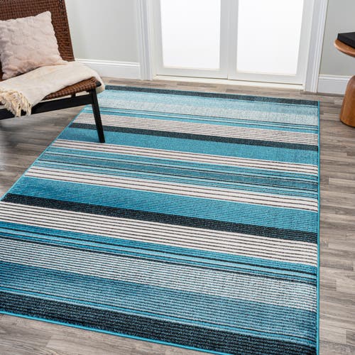 Jonathan Y Duxbury Gradient Ticking Striped Area Rug In Blue/navy