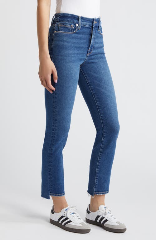 Shop Good American Good Legs Step Hem Ankle Straight Leg Jeans In Indigo397