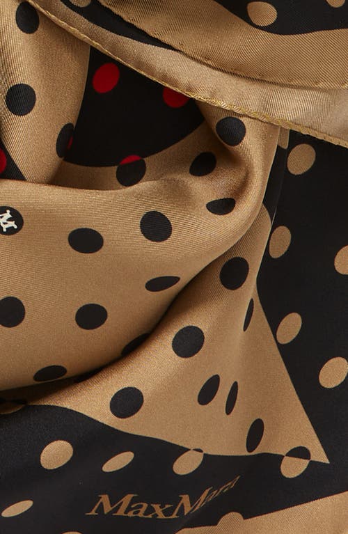 Shop Max Mara Polka Dot Silk Scarf In Camel