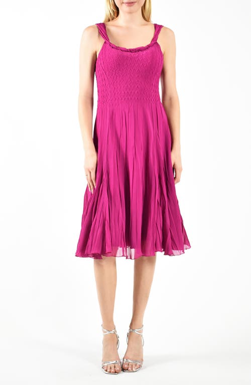 Scarf Charmeuse & Chiffon A-Line Cocktail Dress in Magenta