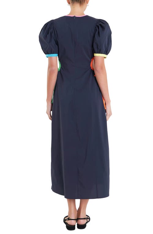 Shop English Factory Colorblock Midi Dress In Navy Multi