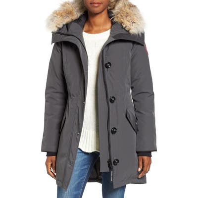 Canada Goose Rossclair Genuine Coyote Fur Trim Down Parka, (2) - Grey