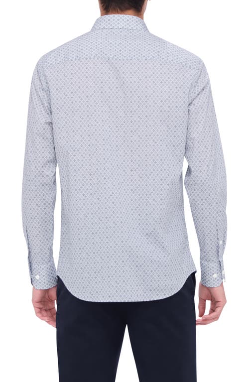 Bugatchi Axel Shaped Fit Diamond Check Stretch Button-up Shirt In White