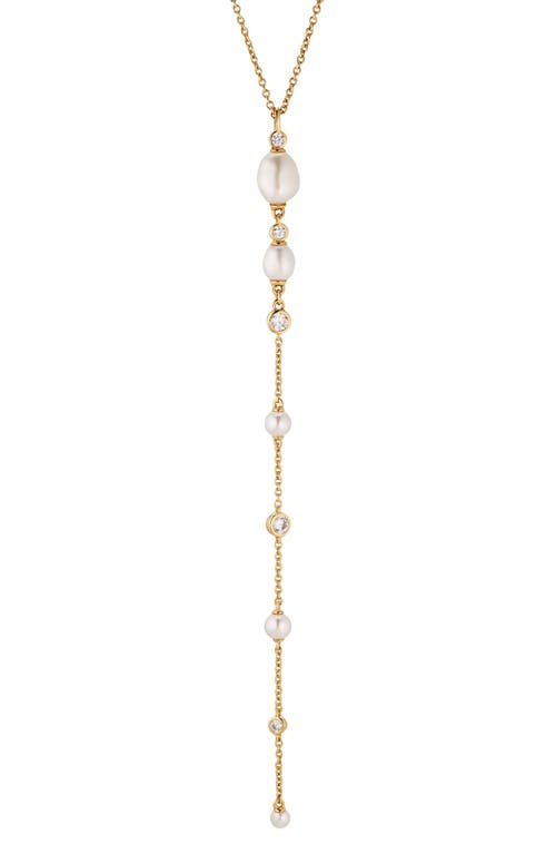Nadri Siren Cultured Pearl Layered Y-Necklace in Gold at Nordstrom