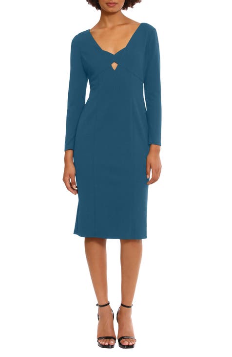 Keyhole Long Sleeve Sheath Dress