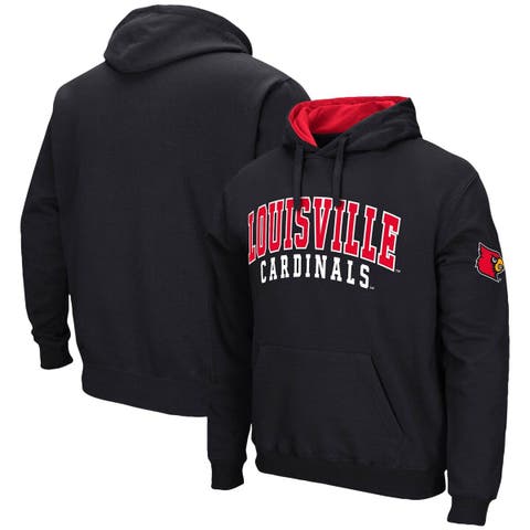 Men's Champion Red Louisville Cardinals Athletics Logo Stack Pullover Hoodie Size: Small