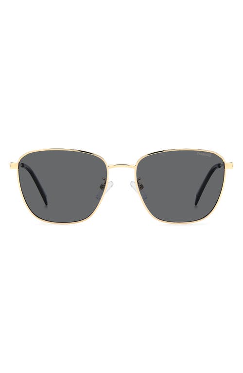 Polaroid 56mm Polarized Rectangular Sunglasses In Gold