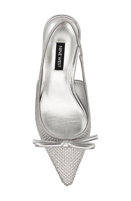 Shop Nine West Wunder Slingback Pointed Toe Kitten Heel Pump In Silver